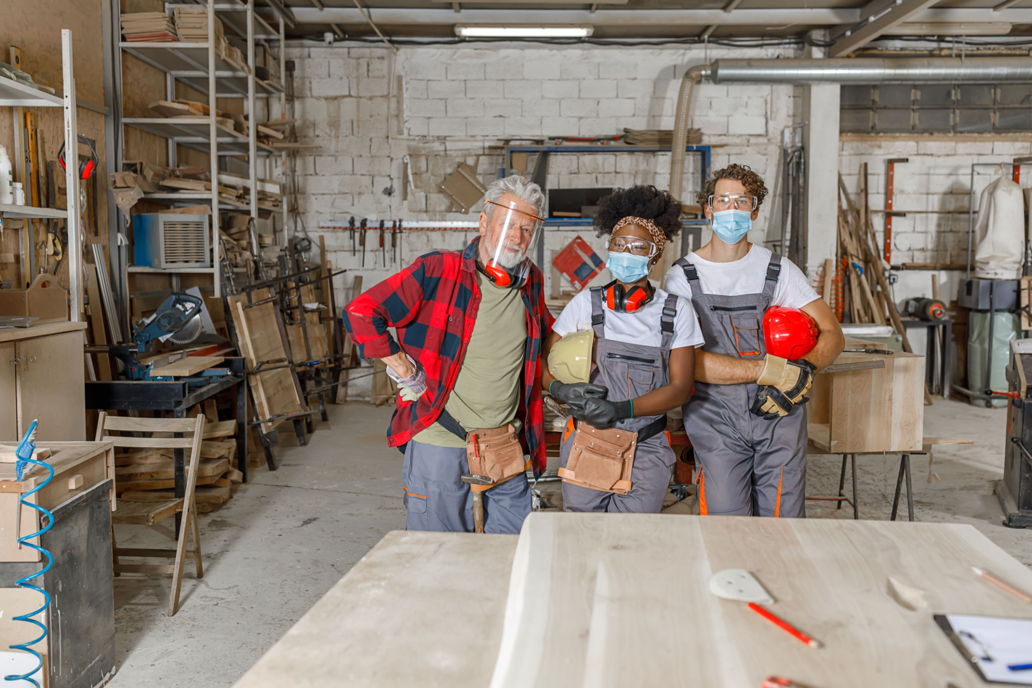 Trades team portrait in workwear